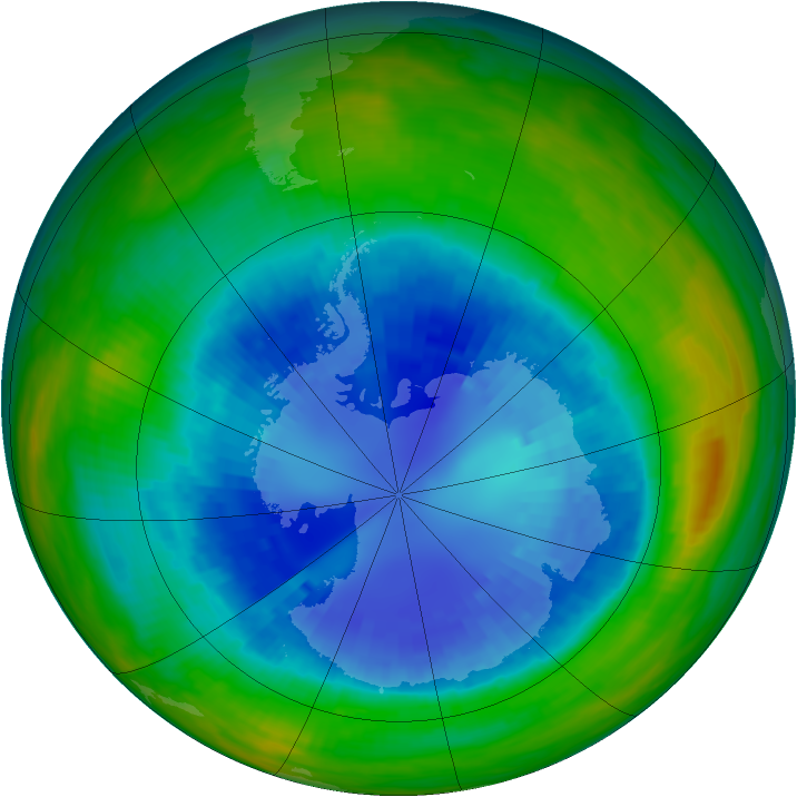 Antarctic ozone map for 03 September 1987